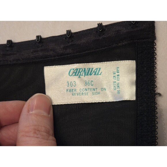 Vintage Carnival Black Bustier Corset 36C | Made in USA | All 4 Garter Straps - Picture 10 of 15